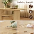 thumbnail image 6 of LAZZO 63.3" Rectangular Dining Table for 6 People, Modern Farmhouse Kitchen Table with 2-Tier Storage Shelf, Fluted Wood Table, Oak, 6 of 9