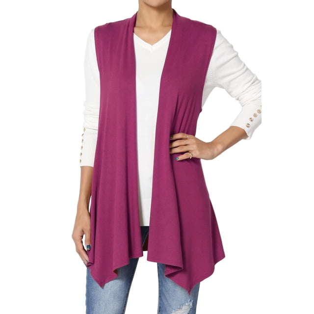 TheMogan Gilets Longs pour Femmes Sans Manches Légers Cardigan Ouvert