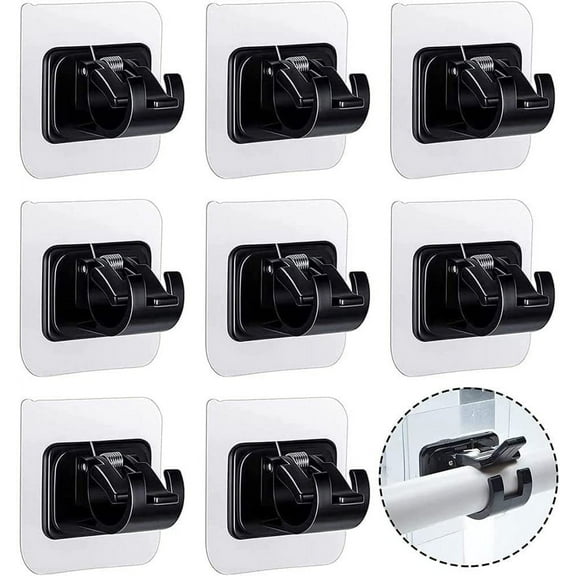 8PCS No Drill Curtain Rod Brackets No Drilling Self Adhesive Curtain Rod Holder Hooks Nail Free Curtain Rod Hooks Curtain Hangers for Bathroom Kitchen Home Bathroom and Hotel
