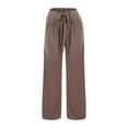 thumbnail image 4 of OOOUM Girls Tie Waist Wide Leg Trousers Loose Fit Fabric Casual Pants Daily Outdoor Relaxed Outfits Bottoms Coffee 6-7 Years, 4 of 4