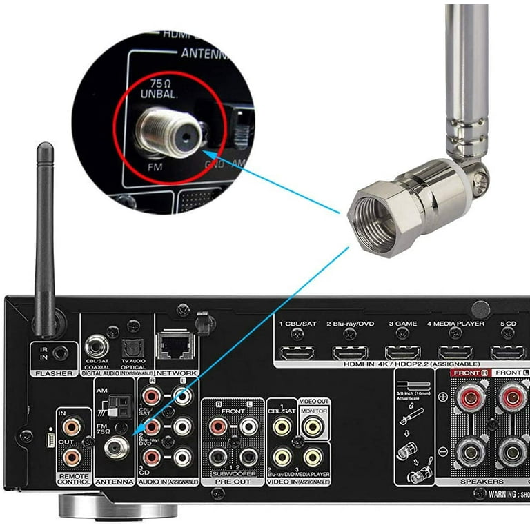 Bingfu Antenne Radio FM Dab Intérieur Télescopique 75 Ohm Base Magnétique  pour Sony Philips Panasonic Denon Pioneer Onkyo Yamaha Tuner Radio Portable