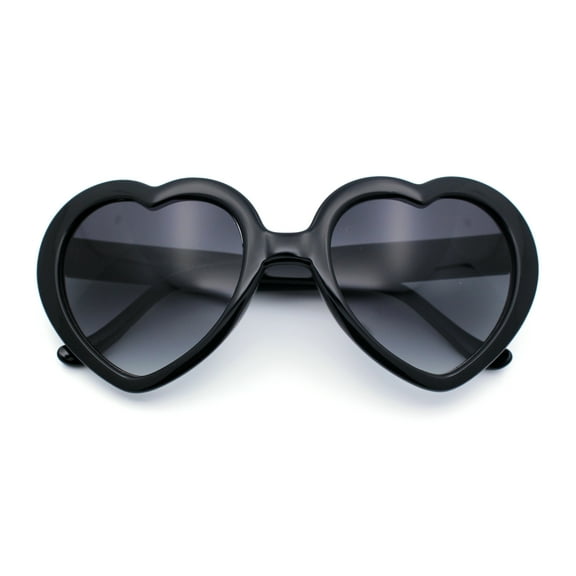 Womens Rusta Rainbow Mirror Lens Plastic Frame Heart Shape Sunglasses Black - Smoke