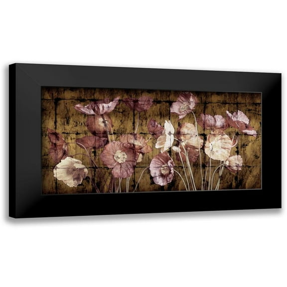 Seba, John 14x9 Black Modern Framed Museum Art Print Titled - Poppies on Gold