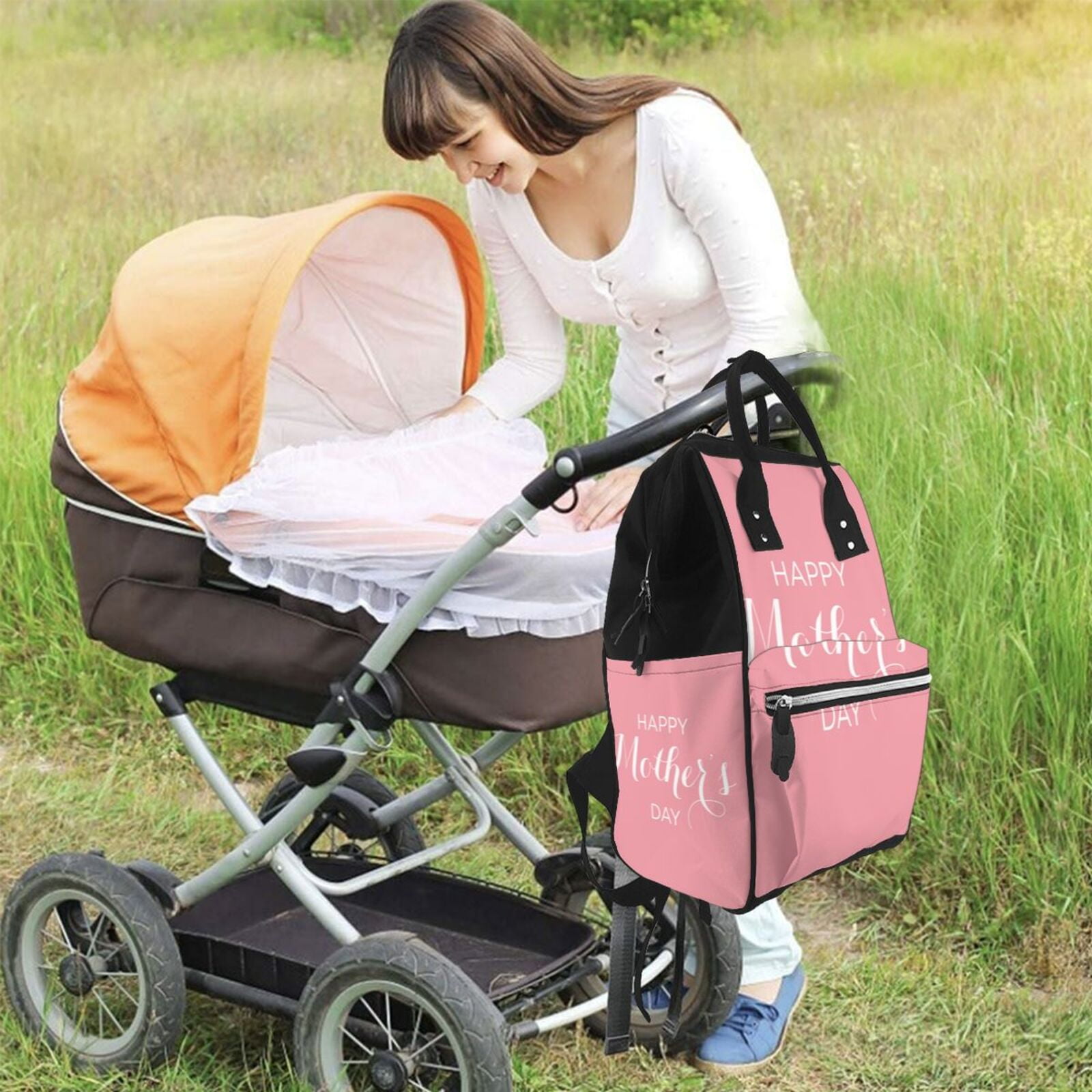 Ratiio Happy Mother's Day Mummy Backpack - Waterproof Twill Canvas, Large Capacity Diaper Bag with Multiple Pockets and Adjustable Straps