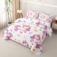 thumbnail image 3 of Manfei Lovely Unicorn Twin Quilt Set,Playful Stars Heart Twin Coverlet Set,Pink White Multicolor,2pcs, 3 of 7