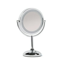 Jerdon Lighted Tabletop Mirror with 10X/1X Magnification - LED Lighted Makeup Mirror with Multiple Light Settings in Chrome Finish - 8.5-Inch Diameter Vanity Mirror - Model JS8510BC