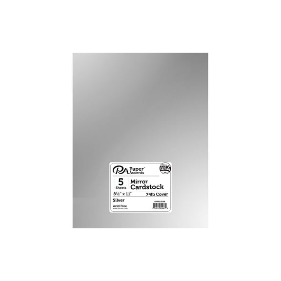 Cdstk Mirror 8.5x11 13pt Silver 5pc
