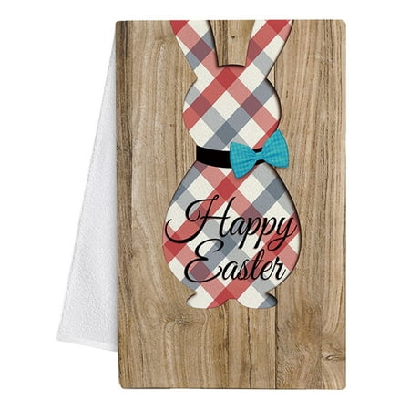 

Pnellth Dish Cleaning Cloth Super Soft Machine Washable Microfiber Easter Egg Bunny Printing Dish Rag Kitchen Towel