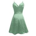thumbnail image 4 of HJYCHN Women's V-Neck Spaghetti Strap Ruched Bodycon Dress for Evening Party and Night Club Outfits Dress Light Green L, 4 of 4