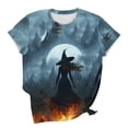 thumbnail image 6 of Halloween Shirts for Women Witch Castle Graphic Print Tops Casual Crewneck Short Sleeve Tees Fall Festival Holiday T-Shirts Flattering Daily Wear, 6 of 6