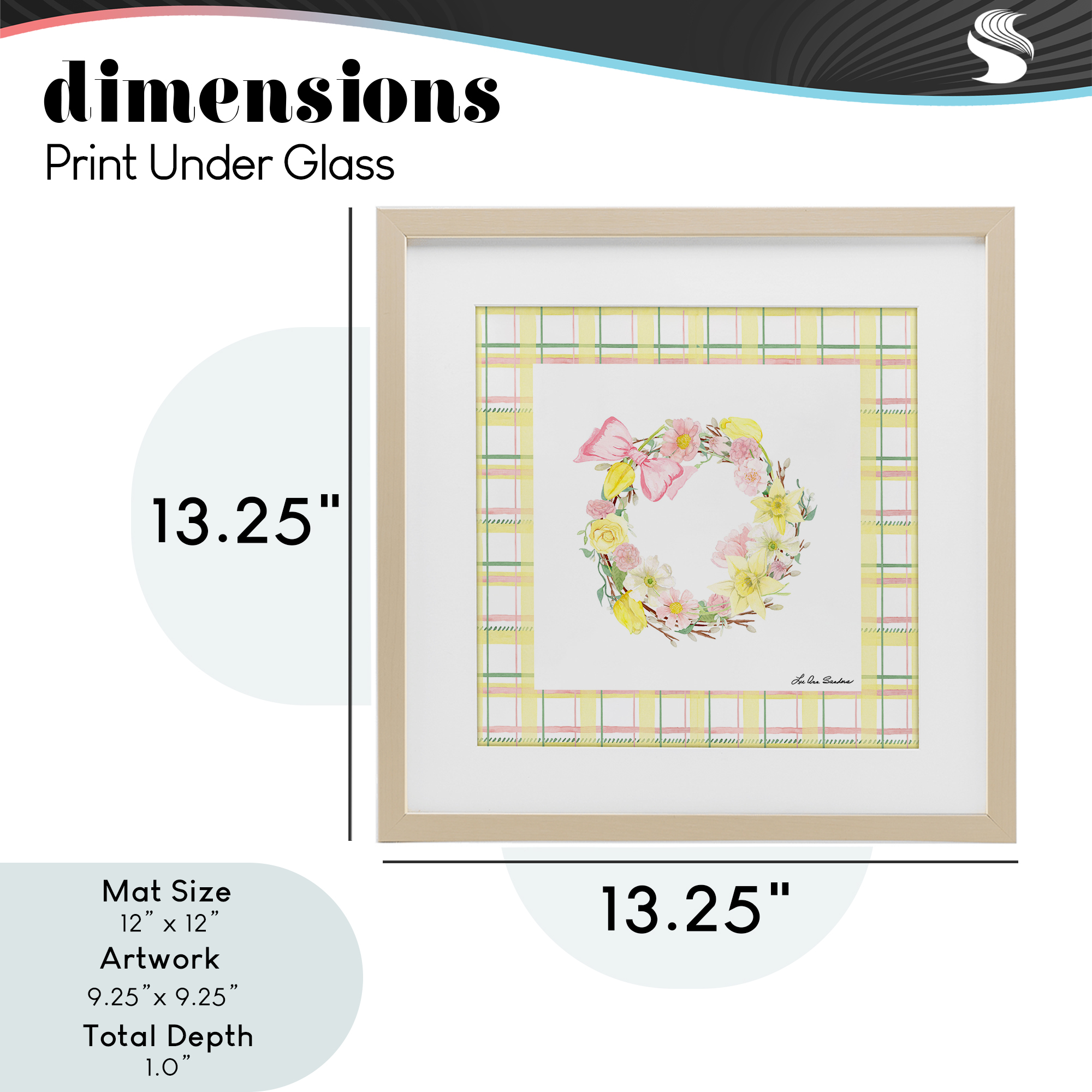 Wreath in Spring Pastels Birch Framed Print Under Glass, design by Lee Ann Sanders