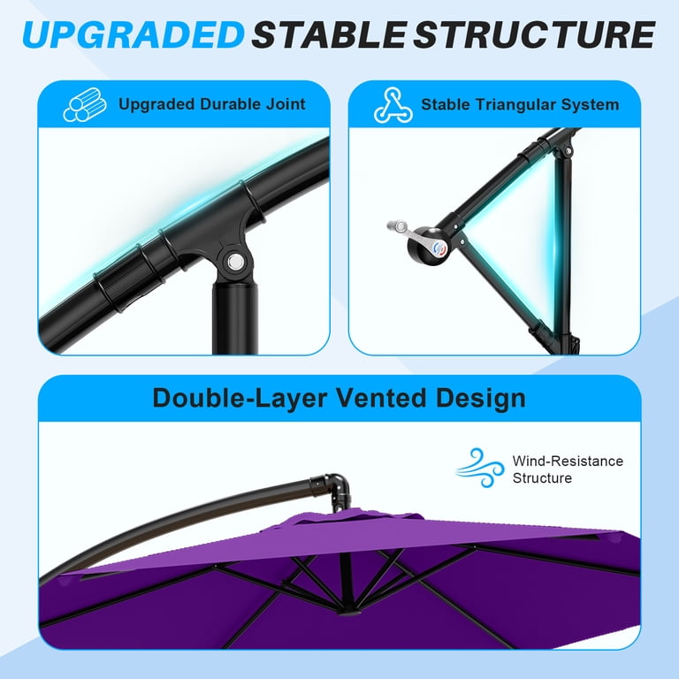 Easthome 10ft Offset Patio Umbrella with Tilt, Purple photo 3