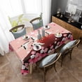 thumbnail image 4 of Pink Mountains Rectangle Tablecloth, Modern Aesthetic Cherry Blossoms Cranes Waterproof & StainResistant Tablecloth, Washable Oil-proof Table Cover for Dining/Party/Wedding/Camping/Buffet 52x70 In, 4 of 9