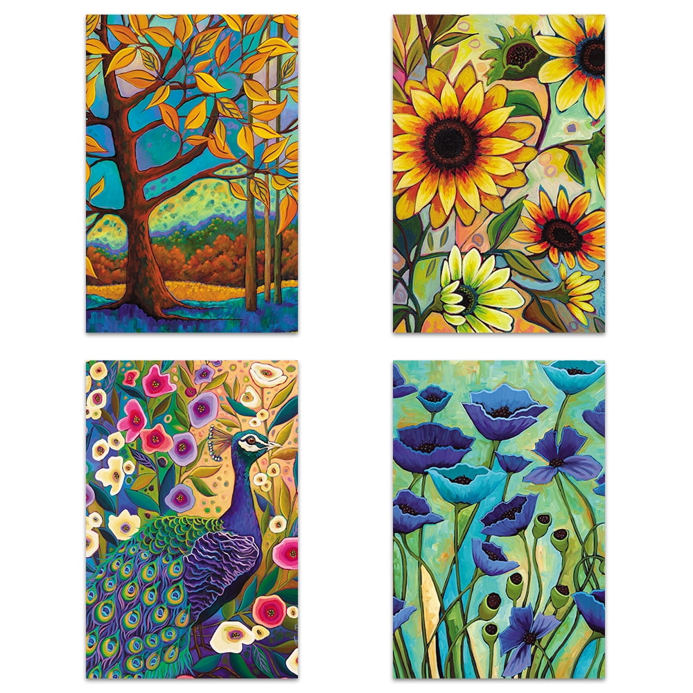 Tree-Free Greetings 16 Pack Blank All Occasion Assorted Notecards with Envelopes,Eco Friendly,Made in USA,100% Recycled Paper,4'x6', Naturally Golden (FP54264)