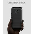 thumbnail image 4 of REQO Phone Case for Moto E4 Plus with Tempered Glass Screen Protector Cover and Slim Cell Accessories Protective Motorola E Plus 4th Generation MotoE4 4E + E4+ E4Plus Women Men Carbon Fiber Black, 4 of 7
