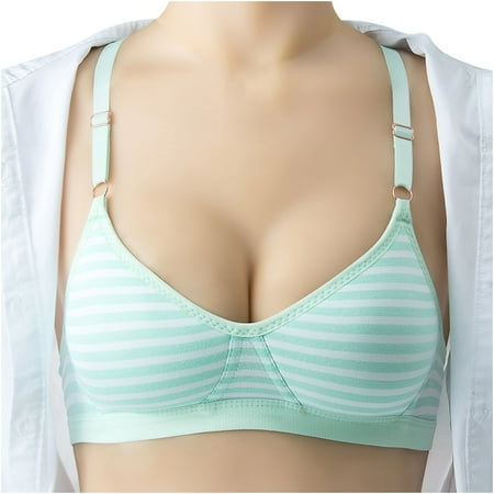 Mrat Womens Shaper Bralette Womens Seamless Bra Adjustable Straps Push up Bras Fno Underwire Striped Bralettes Soft Comfortable Breathable Everyday Bras Push up Bra S-155 Green 34