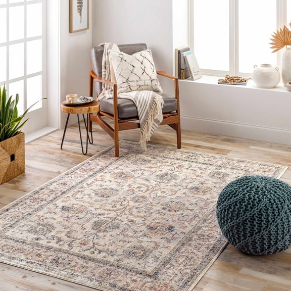 Hauteloom Temelec Living Room, Bedroom Area Rug - Traditional - Cream, Beige, Tan - 5'3" x 7'3"