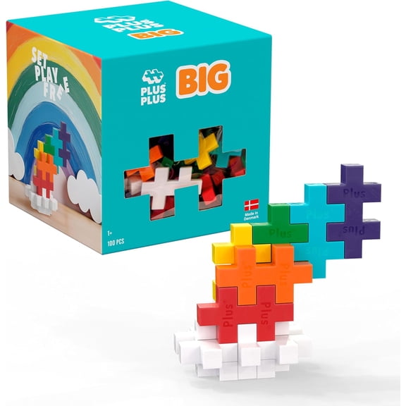 PlusPlus Big Rainbow Puzzle & Construction Blocks Set (100 Pieces) - Interlocking Toys & for Kids & Toddlers