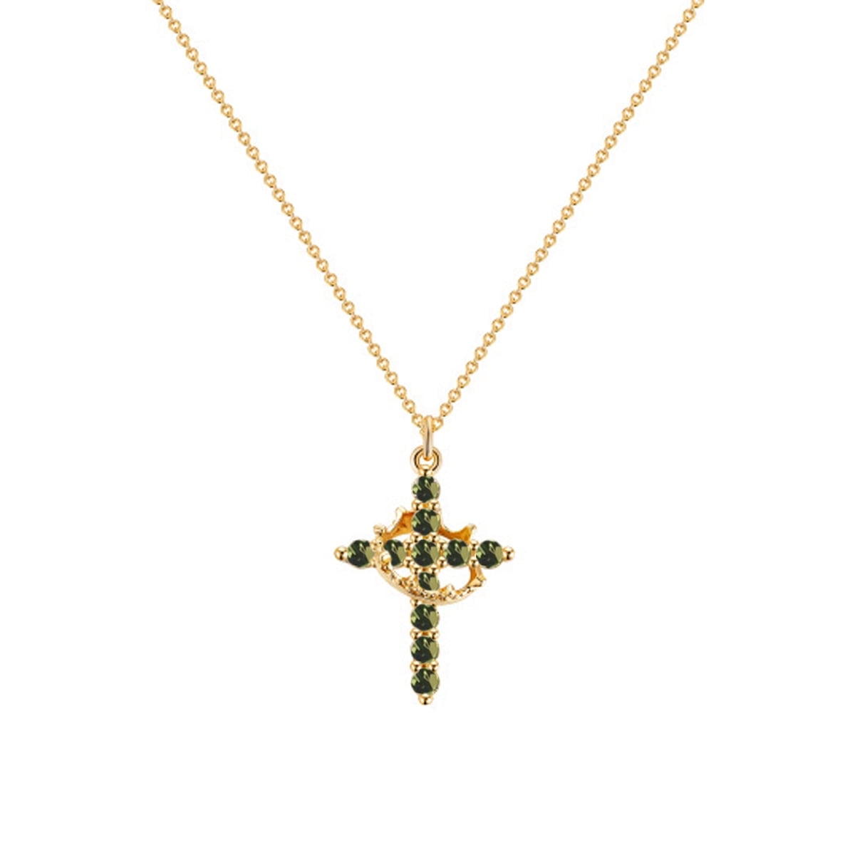 QVVWOPQ December Birth Month Cross Rotated Crown Necklace,Diamond Cross Necklace for women-Dainty 14k Gold Plate Birthstone Cross Necklace With Crown Turned Pendant Charm Statement Faith Gift Jewelry