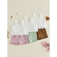thumbnail image 3 of Loicainy Baby Toddler Girl 2 Piece Clothes 6 12 18 24 Months 2T 3T 4T Solid Color Eyelet Sleeveless Square Neck Tops and Shorts Outfits Set, 3 of 9