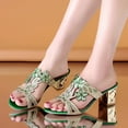 thumbnail image 6 of AXXD Womens Sandal Summer Green Comfort Flat Trendy Rhinestone High Heel Chunky Mothers Day, 6 of 9
