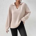 thumbnail image 2 of Besolor Hauts d'Automne Printemps pour Femmes Col à Revers Col en V Manches Longues Blouse Décontractée Ample pour Sortir, 2 of 6