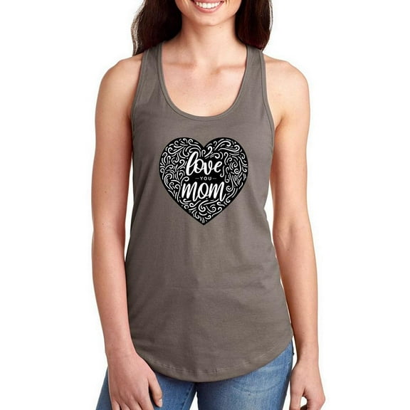 Love You Mom Carved Heart Racerback Tank Women -Image by Shutterstock, Female x-Large