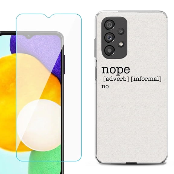 Slim-Fit Gel TPU Phone Case for Samsung Galaxy A23 5G, with Tempered Glass Screen Protector, by OneToughShield ® - Dictionary/Nope