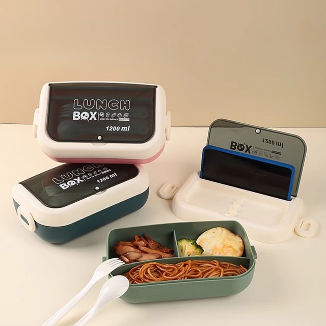 Xihbxyly Fiambrera para Microondas, Diseño Multifuncional con Compartimentos, Cierre Hermético, Portátil y Ligera, Ideal para Picnics Al Aire Libre y Almuerzos de Oficina, Capacidad de 1200 Ml, Tamañ