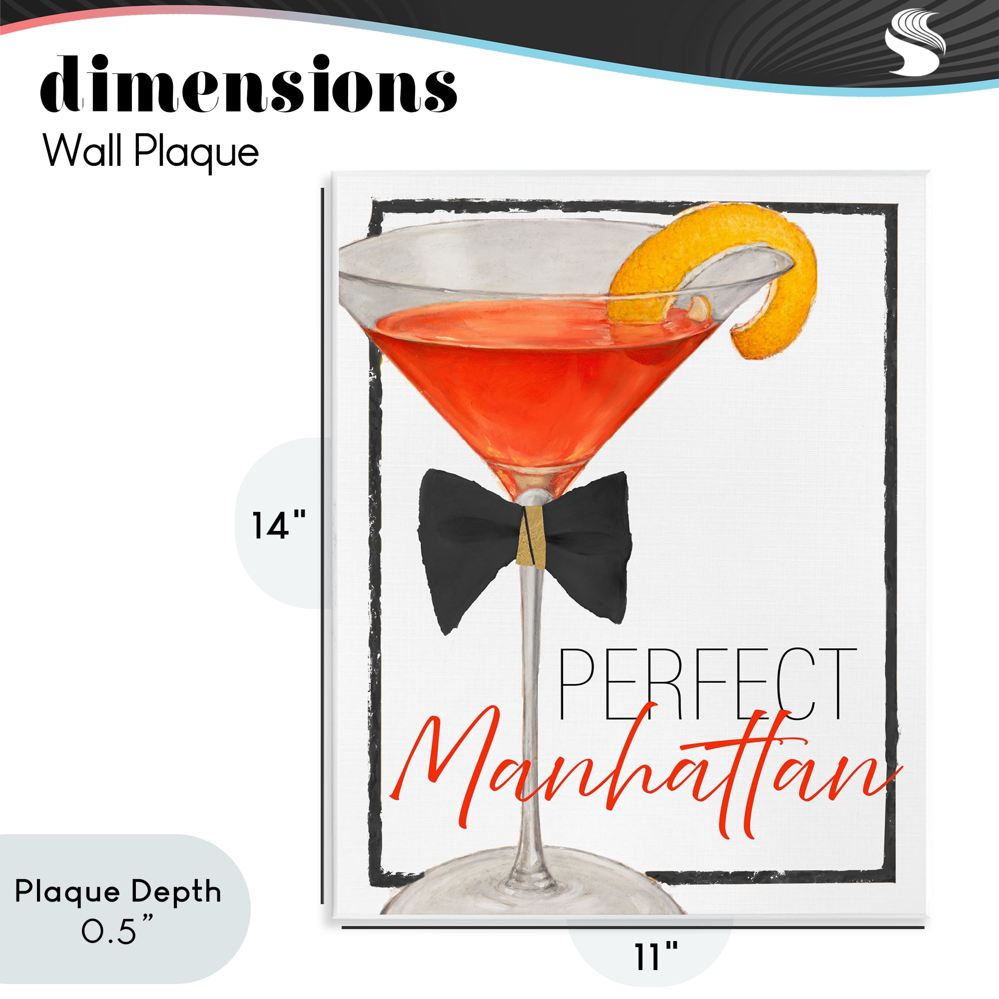 Stupell Industries Perfect Manhattan Cocktail Wall Plaque Art, design by Lorenzo Collective