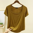 thumbnail image 2 of Camiseta de Manga Corta Mujeres Moda de Verano Yoga Casual Cuello Cuadrado Delantero Hombro Recto Cuello Redondo Superior, 2 of 4