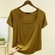 thumbnail image 2 of Camiseta de Manga Corta Mujeres Moda de Verano Yoga Casual Cuello Cuadrado Delantero Hombro Recto Cuello Redondo Superior, 2 of 4