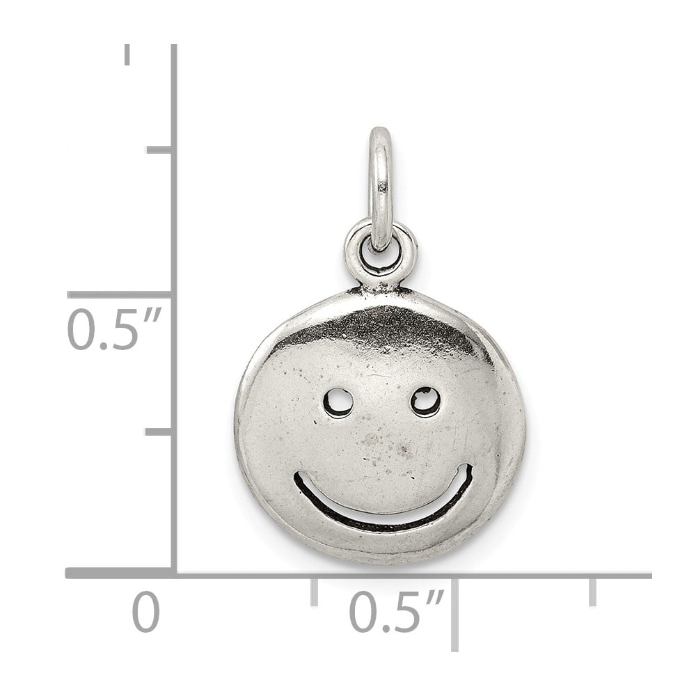21mm x 12mm Solid 925 Sterling Silver Vintage Antiqued Smiley Face Charm Pendant 