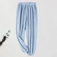 thumbnail image 2 of ManxiVoo Womens Cozy Sleep Pajama Pants Soft Plush Sleepwear with Cuffed Ankles Relaxing Loungewear for Night and Home One Size Size Blue, 2 of 4