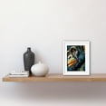thumbnail image 2 of Chimpanzee Acrylic Painting Vibrant Blue Orange Green Pattern Portrait Modern Pop Art Artwork Framed Wall Art Print 9X7 Inch, 2 of 5