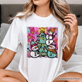 thumbnail image 5 of Watercolor Snowmen Christmas Tree T-Shirt, Vintage Holiday Retro Tee, 5 of 10