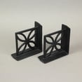 thumbnail image 4 of Zeckos Black Cast Iron Breeze Block Bookends Floral Design Set of 2, 4 of 5