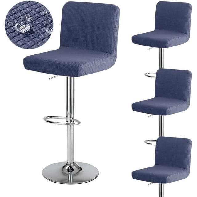 HUGFEGWE Bar Stool Cover with Back Waterproof Set of 4 Jaquard Dining Room Square Swivel Barstool Chair Slipcover for Counter Height Mid Low Back Chair Protector AZ824-12573