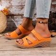 thumbnail image 6 of Busydd Slides for Women Comfortable Hook-and-Loop Strap Slip on Beach Sandals Casual Summer Open Toe Wedge Sandals 40, 6 of 9