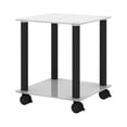 thumbnail image 5 of Resenkos 2-Tier Open Storage Small End Table with Glass Shelves and Removable Wheels, White&Black, 5 of 7