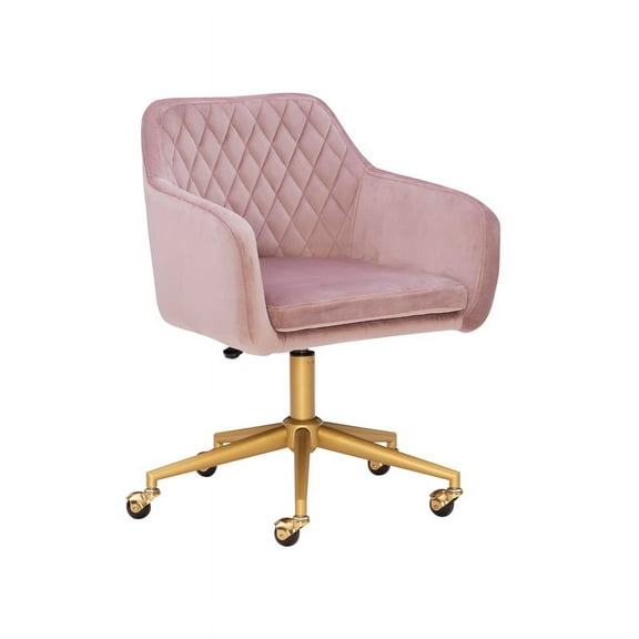 Linon Lyla Upholstered Quilted Office Chair in Pink