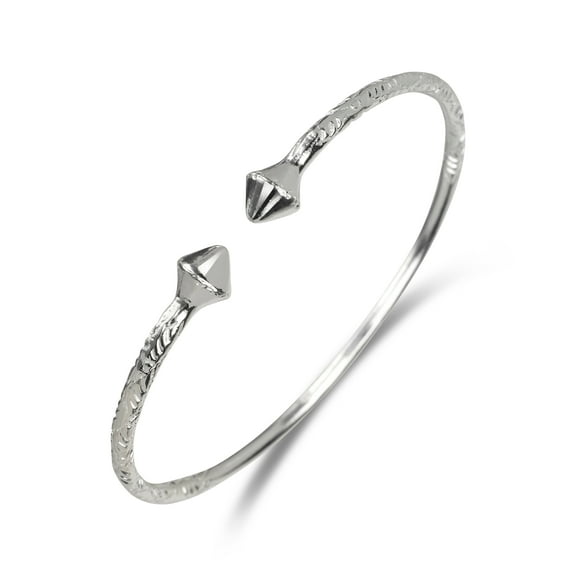 Solid .925 Sterling Silver Slim Cone West Indian Bangle, 1 piece
