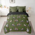 thumbnail image 2 of jejeloiu Rustic Animal Mallard 7-Piece Twin Bedding Sets,Green Gray Bedding Comforter Set For Teens Reversible, 2 of 8
