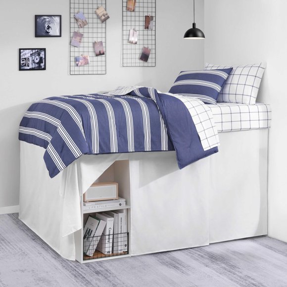 Falda de cama Nautica Twin XL, 42 cm, algodón Oeko-Tex, color blanco