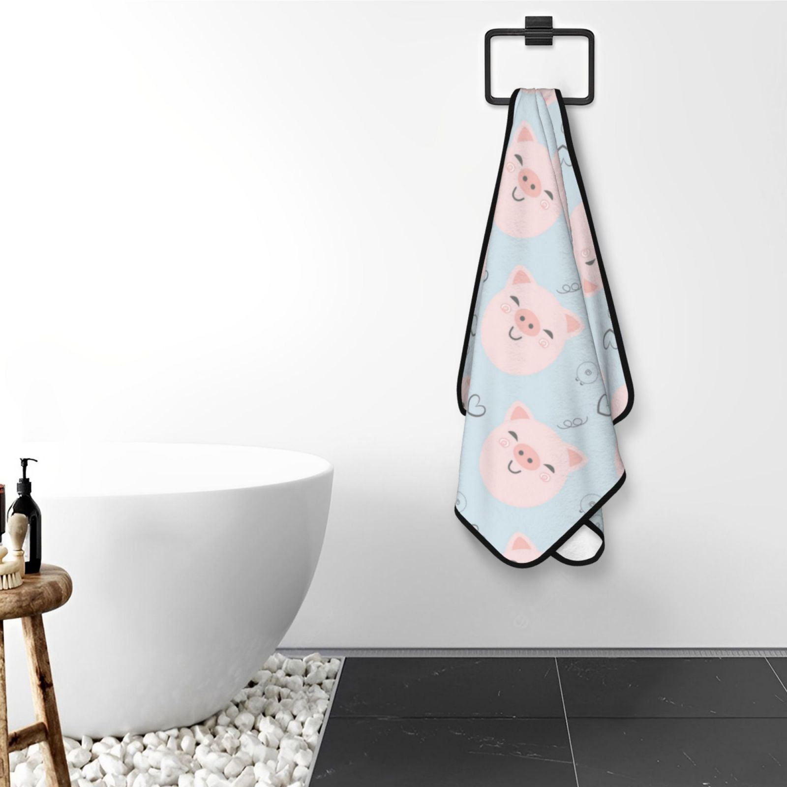 Cotton Bath Towels for Bathroom - Pink Cute Smiling Pig Face Microfiber Quick Dry Towels for Body Bath Sheets, Personalized Beach Towel, Soft Shower Towels for Travel Home Beach 27*55in