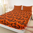 thumbnail image 4 of jejeloiu Bold Damask Queen Sheets,Modern Floral Queen Sheet Sets For Adults,Orange Black,4 Pieces,1 Flat Sheet, 1 Fitted Sheet and 2 Pillowcases, 4 of 6