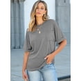 thumbnail image 4 of ANRABESS Oversized T Shirts for Women Short Sleeve Crewneck Basic Tee Loose Casual Summer Top with Pocket Gray X-Large, 4 of 8