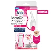 Hair Removal Electric Trimmer – Veet Expert Sensitive Precision Beauty Styler for Underarms, Eyebrows and Bikini Hair Removal with 8 Accessories and Beauty Bag, 1 Count