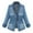 Blue, variant on Lovskoo 2024 Women Button Down Denim Shirt Plus Size Casual Ladies Oversize Jeans Chain Long Sleeve Jacket Pocket Coat Blue