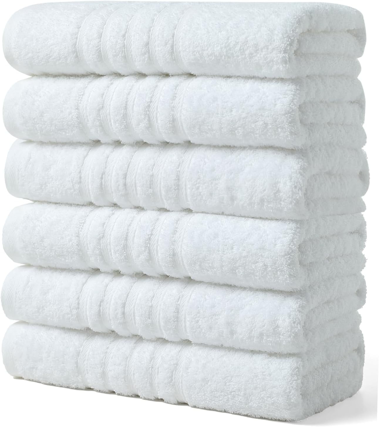 Towels 6 Pack Bath Towel for Bathroom, 100% Cotton (24 x 48 Inches) High Absorbency Quick Drying (Light Grey)